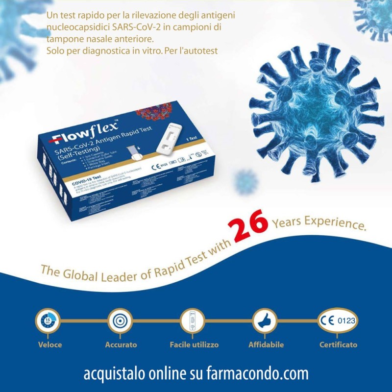 Test Rapido Antigenico Autodiagnosi Covid 19 Flowflex prezzo recensioni COVID19