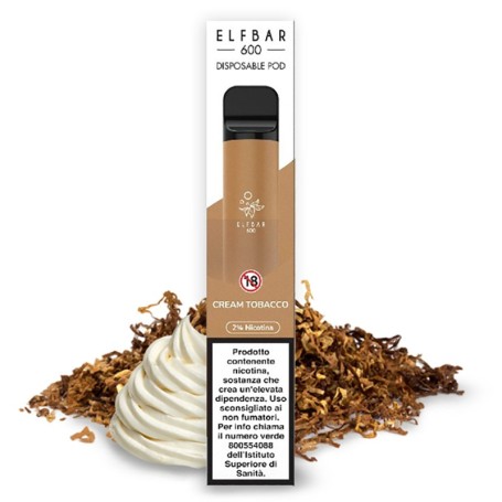 ELFBAR 600 PUFF CREAM TOBACCO SIGARETTA USA E GETTA svapo